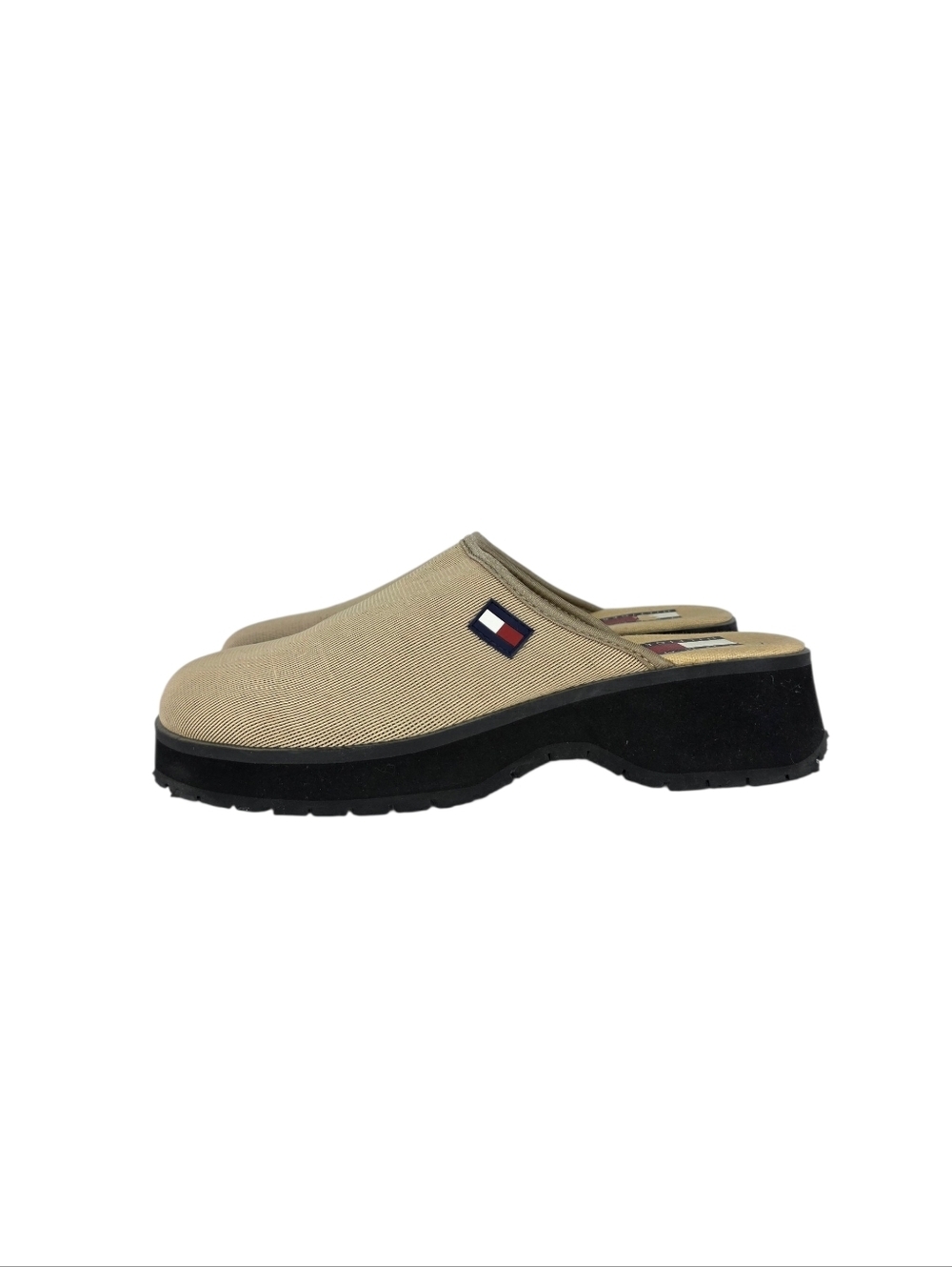 Tommy Hilfiger Y2K Chunky Platform Logo Clogs Slide Shoes Black Womens Size 8.5M